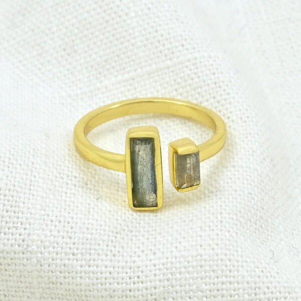 Labradorite gold plated ring silver