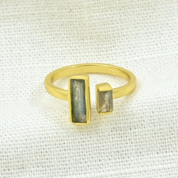 Labradorite gold plated ring silver